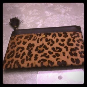 J. Crew Medium Pouch in calf hair and leather